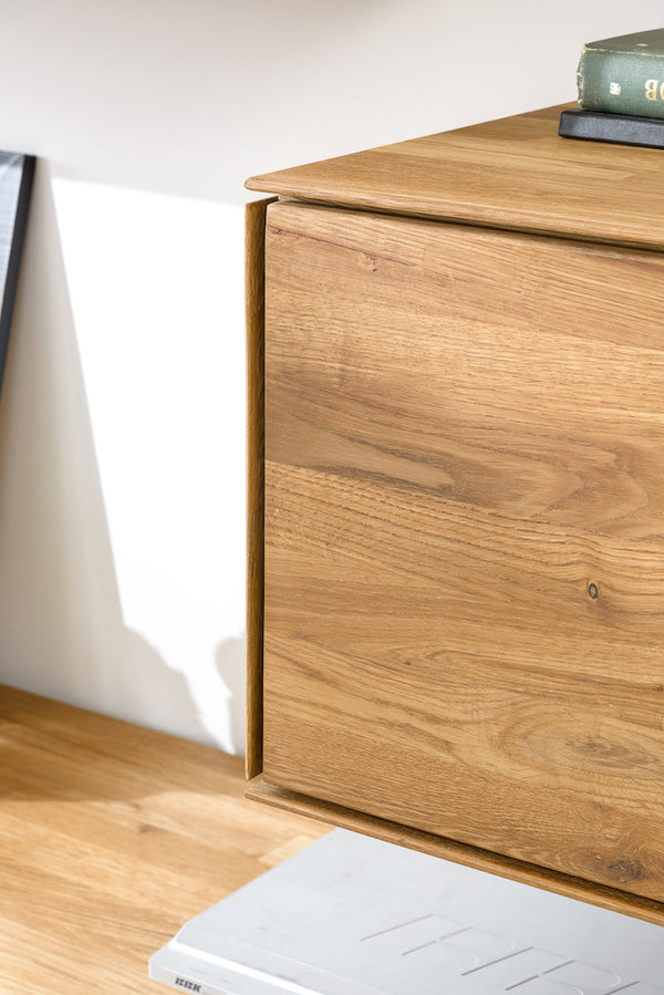 NordicStory Armario flotante de madera maciza de roble armario de pared