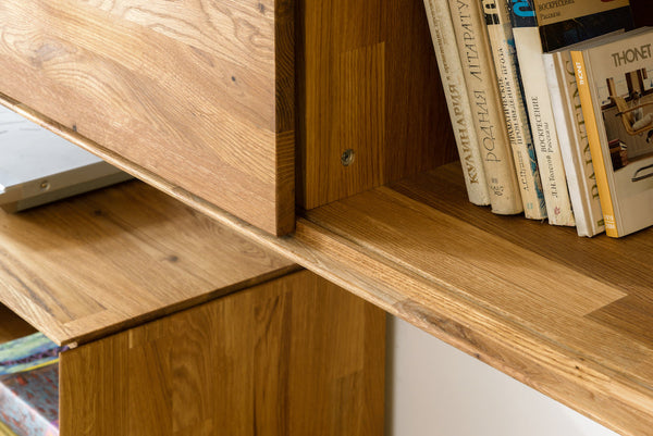 NordicStory Armario flotante de madera maciza de roble armario de pared