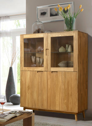 NordicStory Armario Vitrina de madera maciza de roble