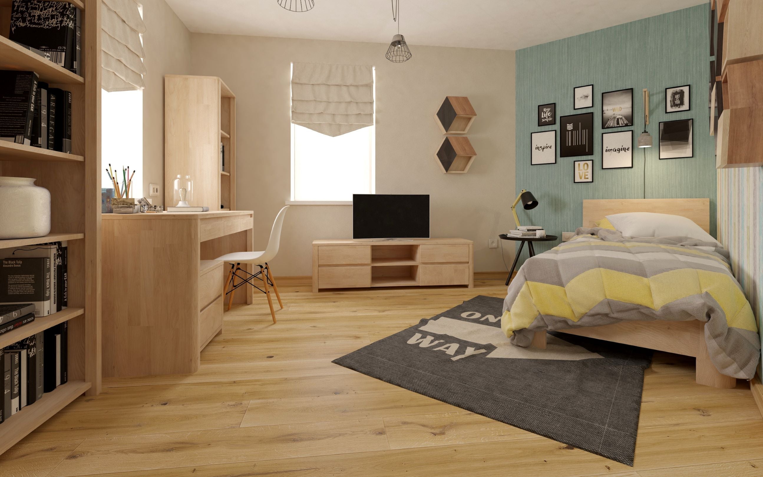 NordicStory Mesa de noche de madera maciza de roble