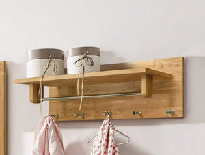 NordicStory Perchero de pared de madera maciza de roble "Litet"  81 x 30 x 24 cm.