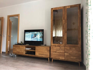 NordicStory Armario Vitrina de madera maciza de roble