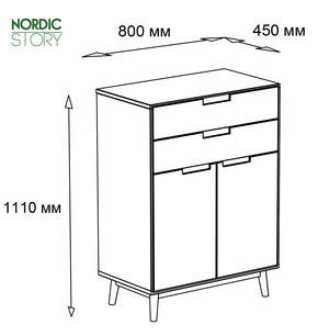 NordicStory Aparador Cómoda Madera Maciza Roble Natural Blanqueado 80x45x111cm