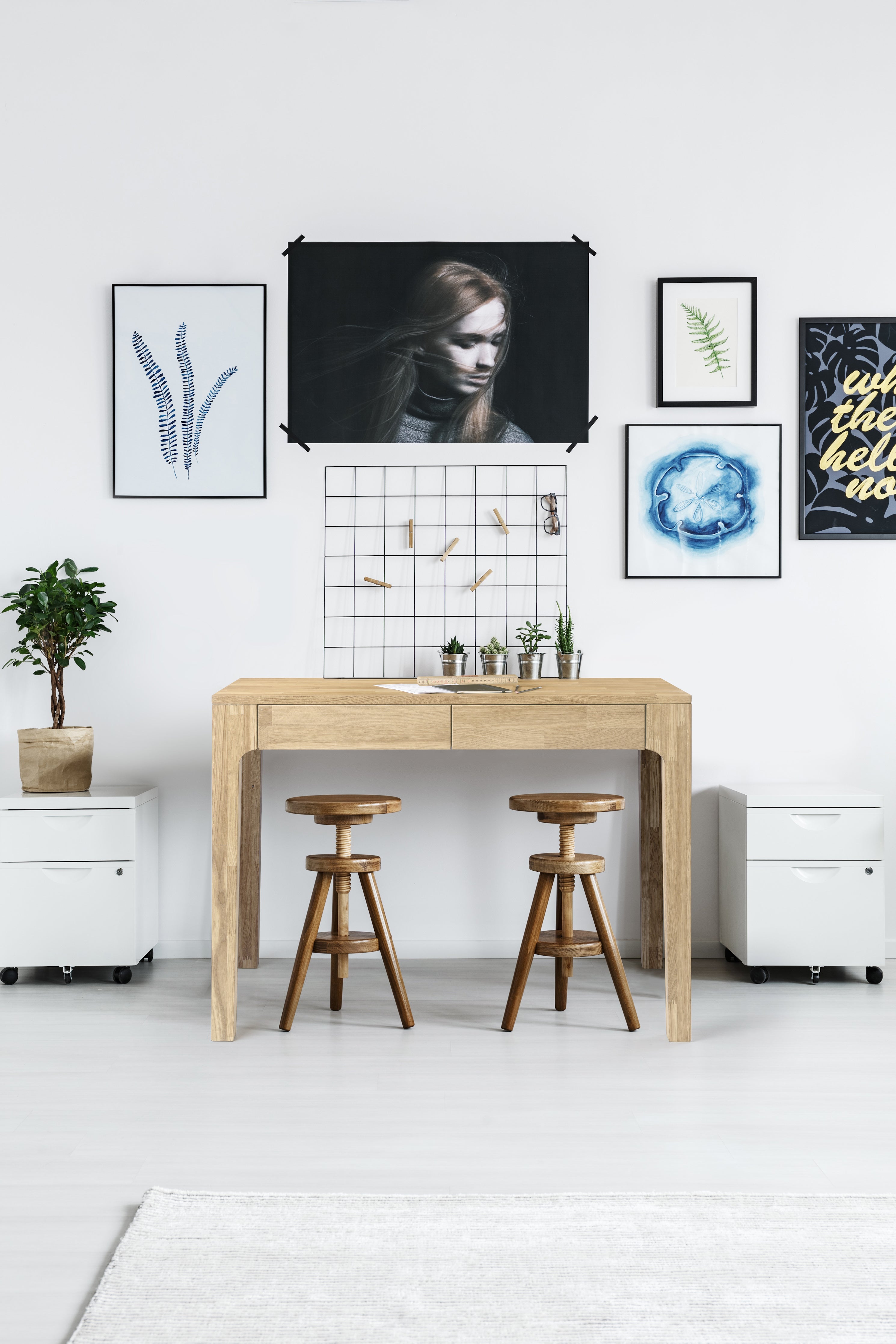 NordicStory mesa escritorio salon oficina madera maciza roble 100 natural blanqueado