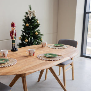 Table extensible ovale en bois massif de chêne Carmen